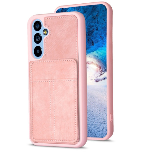 Samsung Galaxy A14 4G/5G BF28 Frosted Card Bag Phone Case with Holder - Pink