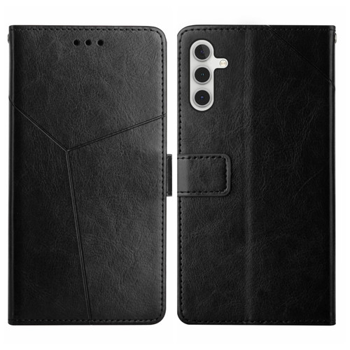 Samsung Galaxy A14 5G HT01 Y-shaped Pattern Flip Leather Phone Case - Black