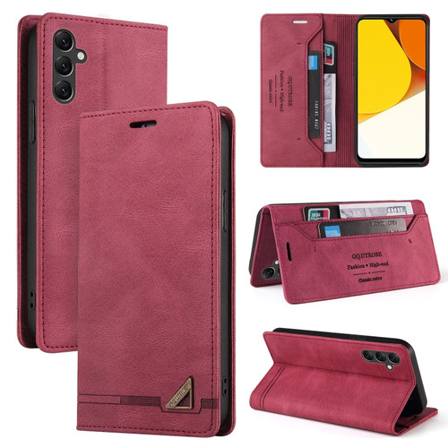 Samsung Galaxy A14 4G / 5G GQUTROBE Skin Feel Anti-theft Brush Horizontal Flip Leather Case with Holder - Wine Red