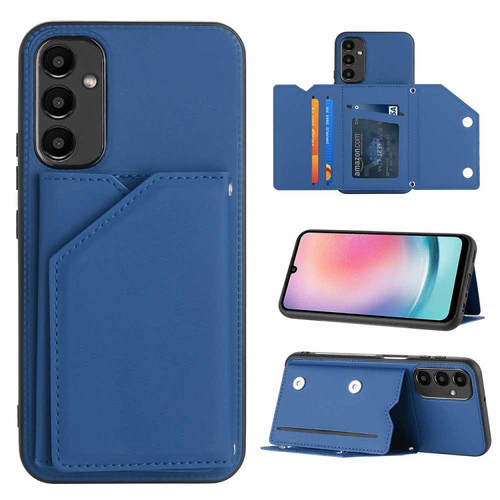 Samsung Galaxy A14 5G / 4G Skin Feel PU + TPU + PC Card Slots Phone Case - Royal Blue