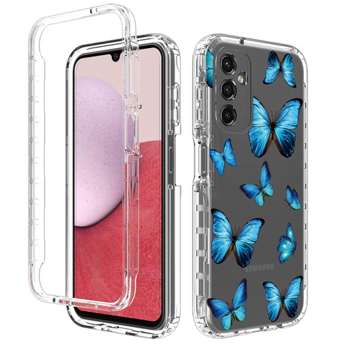 Samsung Galaxy A14 5G / 4G Transparent Painted Phone Case - Blue Butterflies