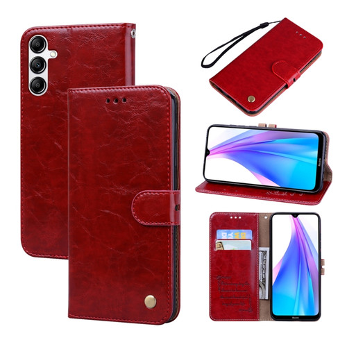 Samsung Galaxy A14 4G / 5G Oil Wax Texture Leather Phone Case - Red