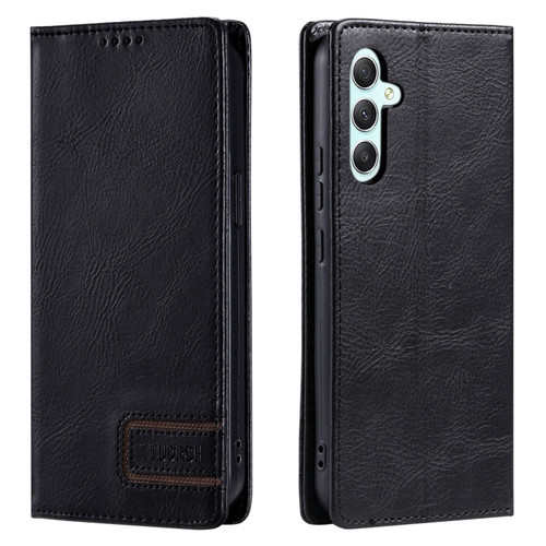 Samsung Galaxy A14 5G / 4G TTUDRCH RFID Retro Texture Magnetic Leather Phone Case - Black