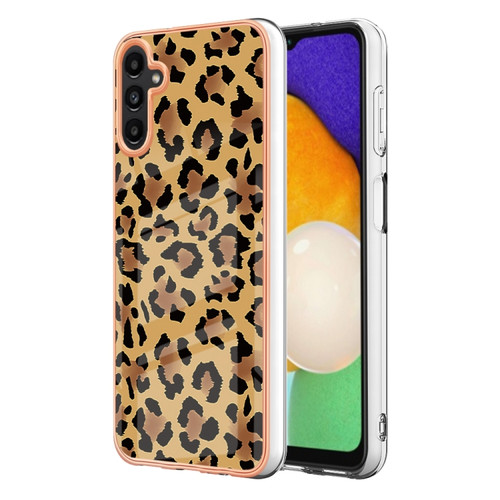 Samsung Galaxy A14 5G / 4G Electroplating Marble Dual-side IMD Phone Case - Leopard Print