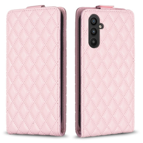 Samsung Galaxy A14 4G/5G Diamond Lattice Vertical Flip Leather Phone Case - Pink