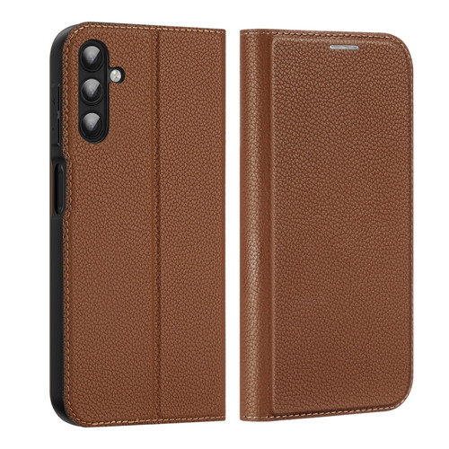 Samsung Galaxy A14 5G / A14 4G DUX DUCIS Skin X2 Series Horizontal Flip Leather Phone Case - Brown