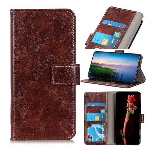Samsung Galaxy A14 5G Retro Crazy Horse Texture Horizontal Flip Leather Phone Case - Brown