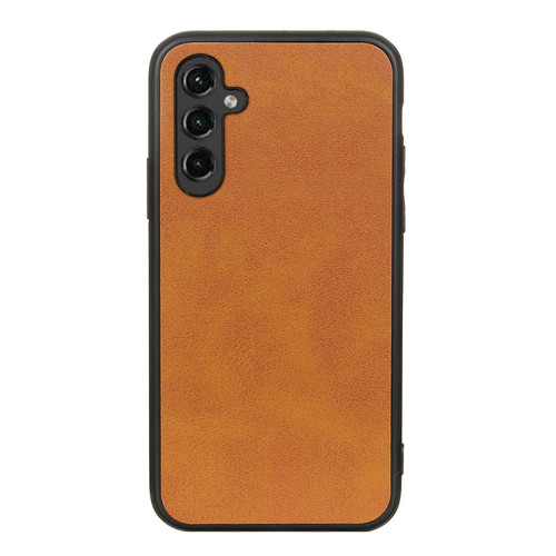 Samsung Galaxy A14 5G Accurate Hole Two-color Calf Texture PU Phone Case - Brown