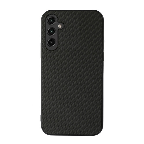 Samsung Galaxy A14 5G Accurate Hole Carbon Fiber Texture PU Phone Case - Black