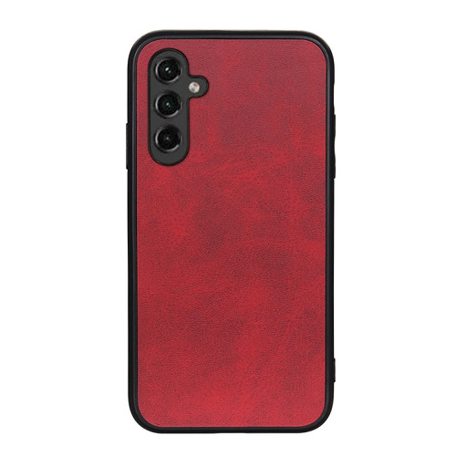 Samsung Galaxy A14 5G Accurate Hole Two-color Calf Texture PU Phone Case - Red
