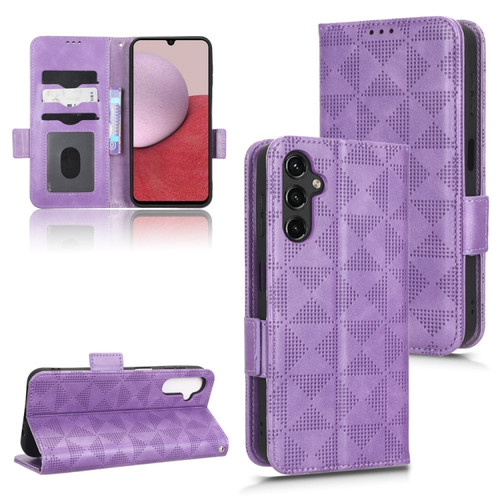 Samsung Galaxy A14 5G Symmetrical Triangle Leather Phone Case - Purple