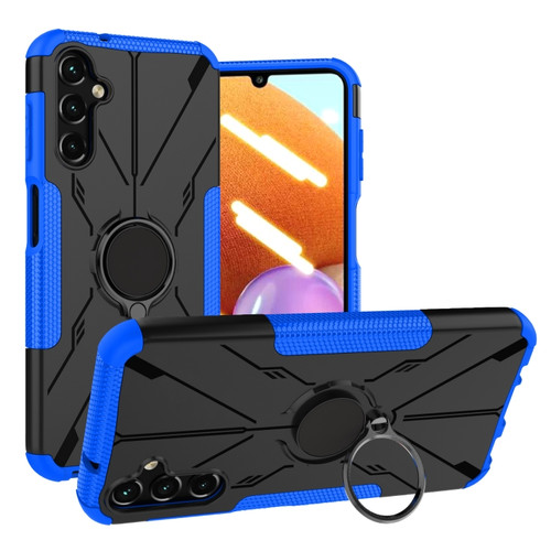 Samsung Galaxy A14 5G Armor Bear Shockproof PC + TPU Phone Case with Ring - Blue