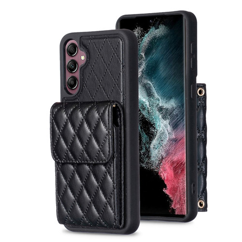 Samsung Galaxy A14 4G / 5G Vertical Wallet Rhombic Leather Phone Case - Black