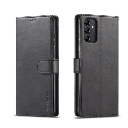 Samsung Galaxy A14 4G/5G LC.IMEEKE Calf Texture Leather Phone Case - Black