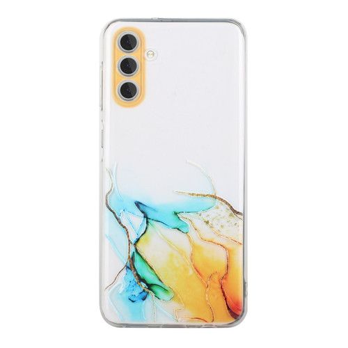 Samsung Galaxy A14 5G / 4G Hollow Marble Pattern TPU Precise Hole Phone Case - Yellow