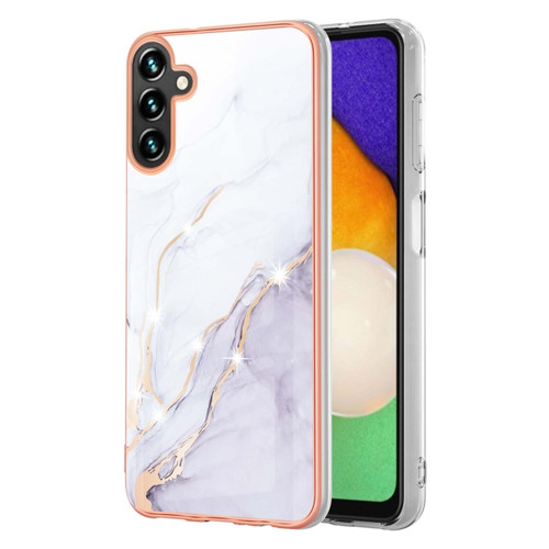 Samsung Galaxy A14 5G Electroplating Marble Dual-side IMD TPU Phone Case - White 006