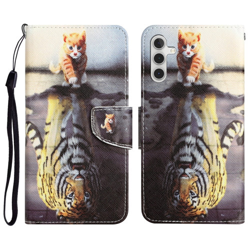 Samsung Galaxy A14 5G Colored Drawing Leather Phone Case - Tiger