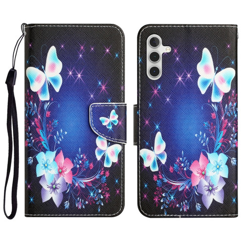 Samsung Galaxy A14 5G Colored Drawing Leather Phone Case - Butterfly