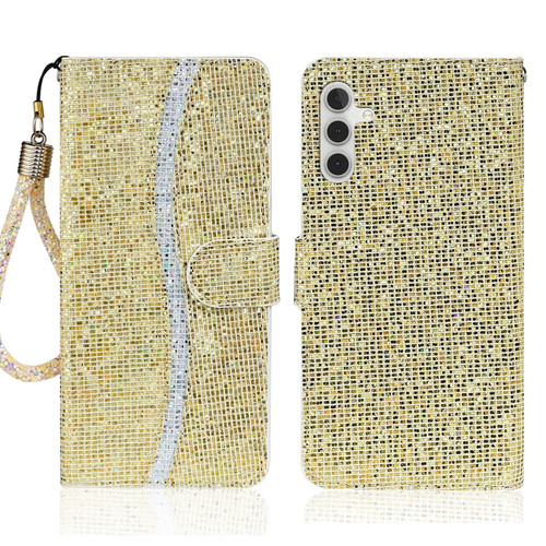 Samsung Galaxy A14 5G Glitter Powder Filp Leather Phone Case - Gold