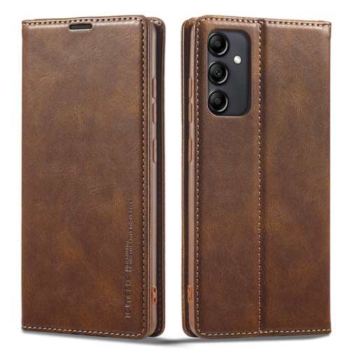 Samsung Galaxy A14 4G/5G LC.IMEEKE RFID Anti-theft Leather Phone Case - Brown