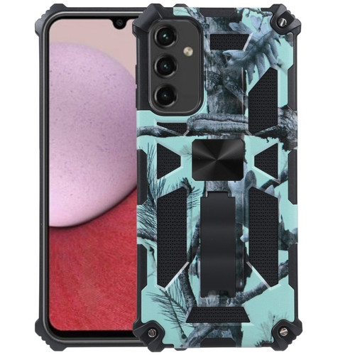 Samsung Galaxy A14 5G Camouflage Armor Kickstand TPU + PC Magnetic Phone Case - Mint Green