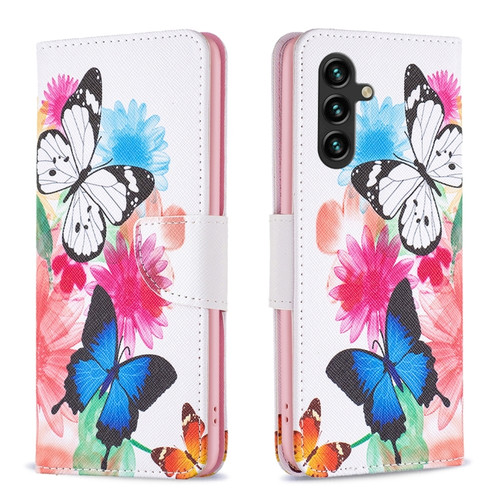 Samsung Galaxy A14 5G Drawing Pattern Leather Phone Case - Butterflies