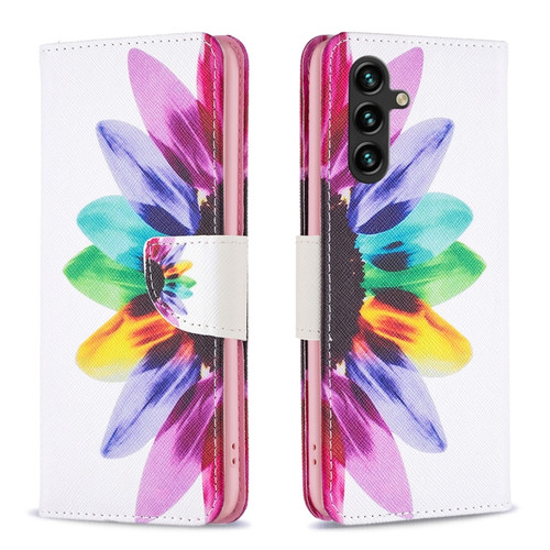 Samsung Galaxy A14 5G Drawing Pattern Leather Phone Case - Sun Flower