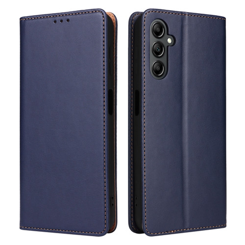 Samsung Galaxy A14 5G Fierre Shann PU Genuine Leather Texture Leather Phone Case - Blue