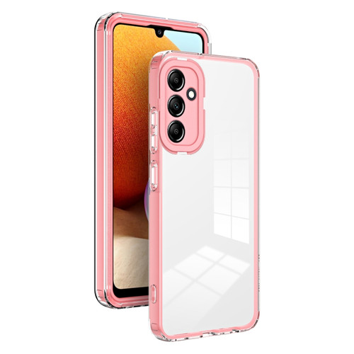 Samsung Galaxy A14 5G 3 in 1 Clear TPU Color PC Frame Phone Case - Pink