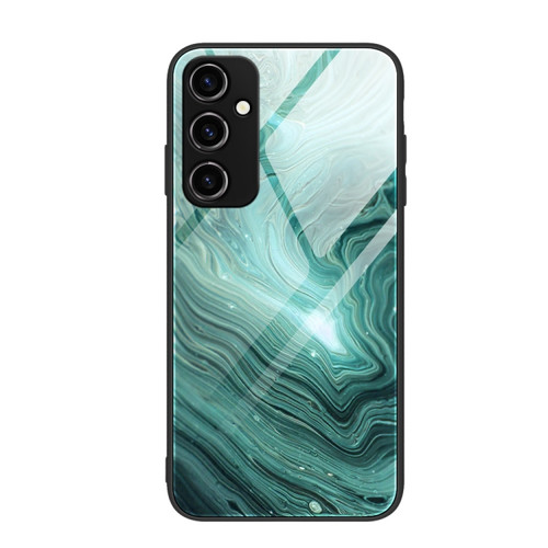 Samsung Galaxy A14 5G Marble Pattern Glass Phone Case - Water Waves