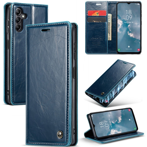 Samsung Galaxy A14 5G CaseMe 003 Crazy Horse Texture Leather Phone Case - Blue