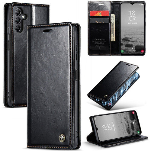 Samsung Galaxy A14 5G CaseMe 003 Crazy Horse Texture Leather Phone Case - Black