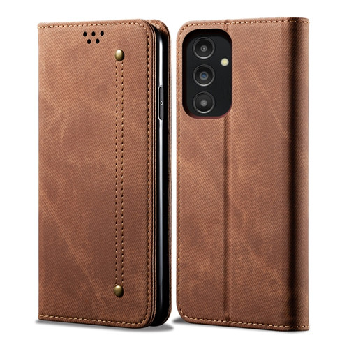 Samsung Galaxy A14 5G Denim Texture Leather Phone Case - Brown