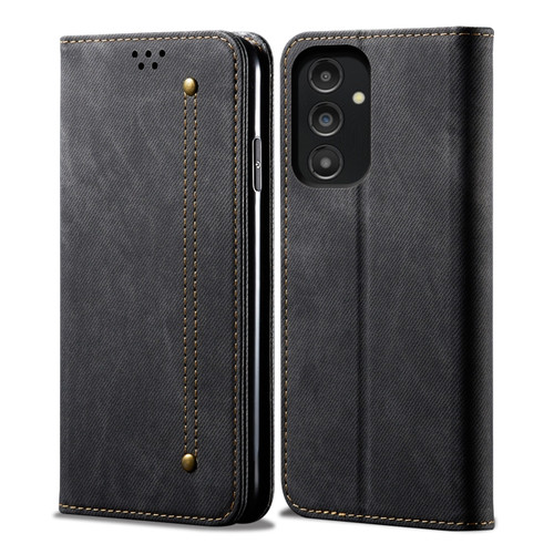 Samsung Galaxy A14 5G Denim Texture Leather Phone Case - Black