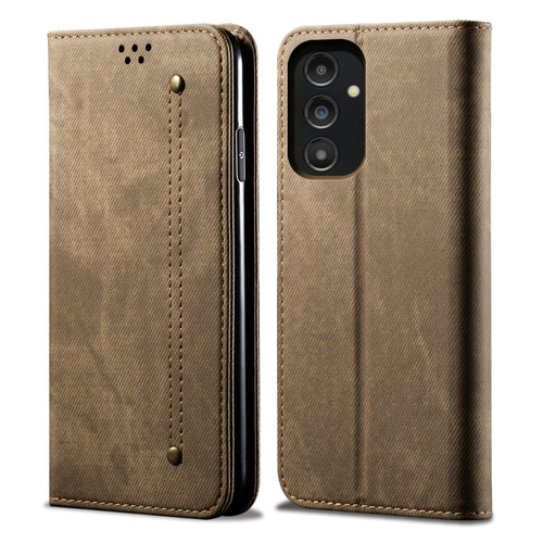 Samsung Galaxy A14 5G Denim Texture Leather Phone Case - Khaki