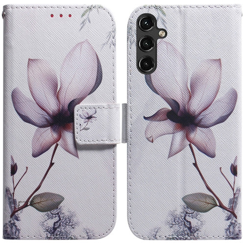 Samsung Galaxy A14 5G Coloured Drawing Horizontal Flip Leather Phone Case - Magnolia Flower