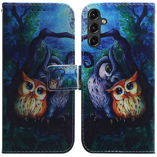 Samsung Galaxy A14 5G Coloured Drawing Horizontal Flip Leather Phone Case - Oil Painting Owl