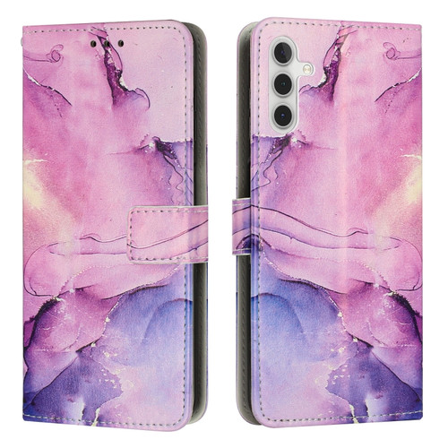 Samsung Galaxy A14 5G Painted Marble Pattern Leather Phone Case - Purple