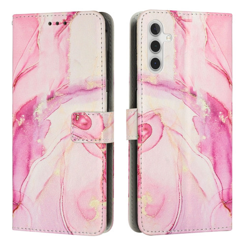 Samsung Galaxy A14 5G Painted Marble Pattern Leather Phone Case - Rose Gold