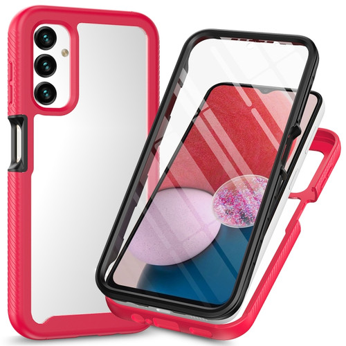 Samsung Galaxy A14 5G Two-layer Integrated Transparent TPU + PC + PET Protective Phone Case - Rose Red