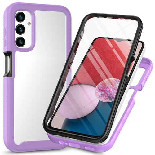 Samsung Galaxy A14 5G Two-layer Integrated Transparent TPU + PC + PET Protective Phone Case - Purple
