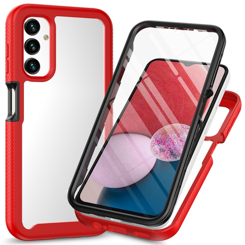 Samsung Galaxy A14 5G Two-layer Integrated Transparent TPU + PC + PET Protective Phone Case - Red