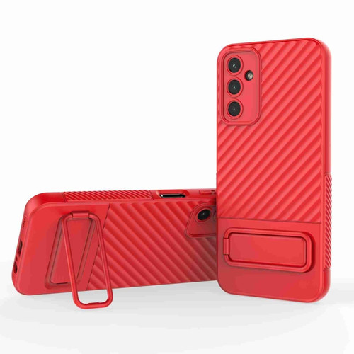 Samsung Galaxy A14 5G Wavy Texture TPU Phone Case with Lens Film - Red