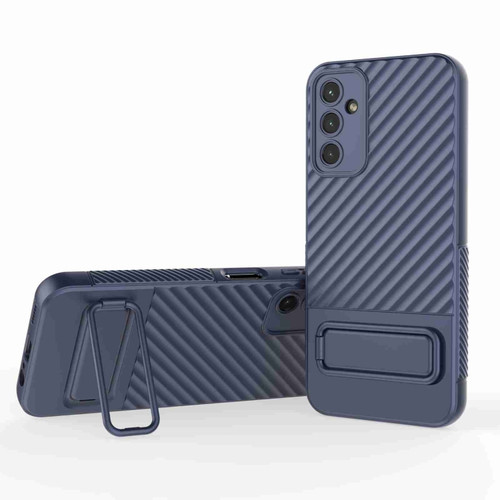 Samsung Galaxy A14 5G Wavy Texture TPU Phone Case with Lens Film - Royal Blue