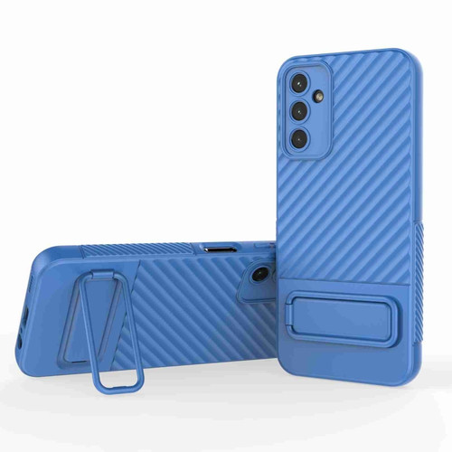 Samsung Galaxy A14 5G Wavy Texture TPU Phone Case with Lens Film - Blue
