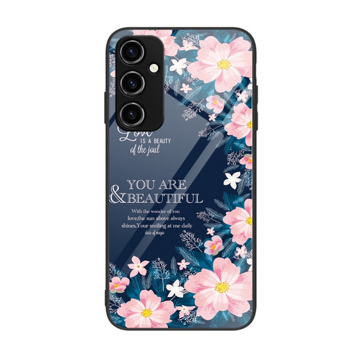 Samsung Galaxy A14 5G Colorful Painted Glass Phone Case - Flower