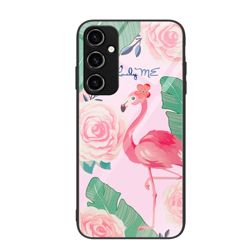 Samsung Galaxy A14 5G Colorful Painted Glass Phone Case - Flamingo