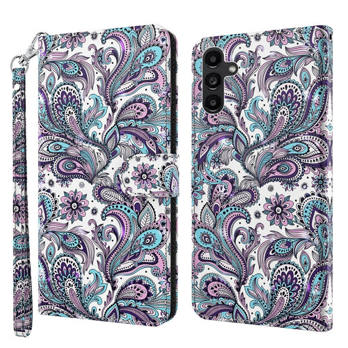 Samsung Galaxy A14 5G 3D Painting Pattern TPU + PU Phone Case - Swirl Pattern