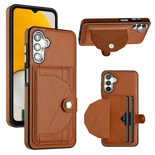 Samsung Galaxy A14 4G / A14 5G Shockproof Leather Phone Case with Card Holder - Brown