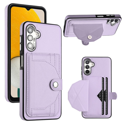 Samsung Galaxy A14 4G / A14 5G Shockproof Leather Phone Case with Card Holder - Purple